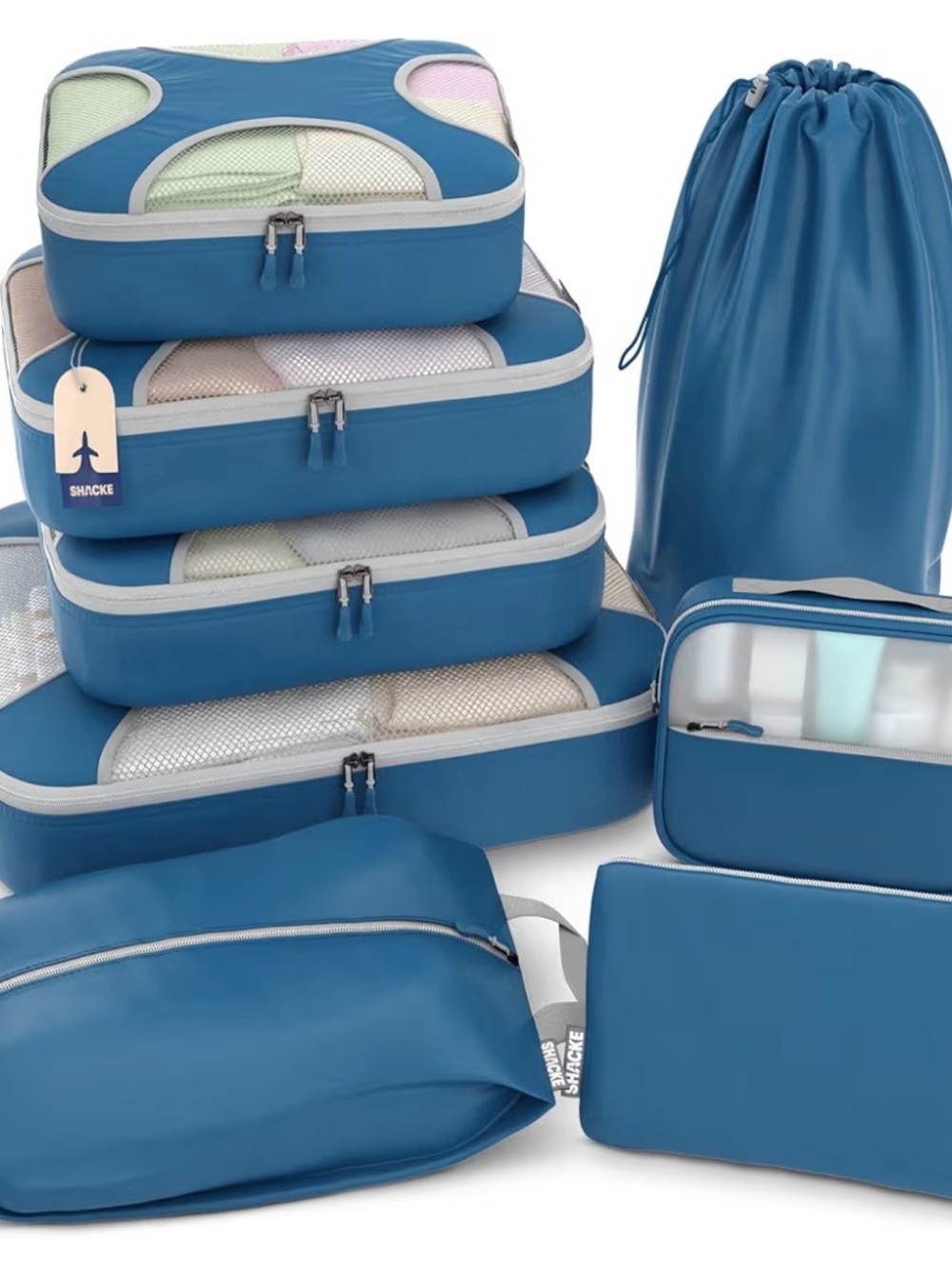 Blue 8-piece Travel & Home Packing Cube Set